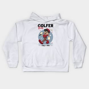 Funny Golfer Boy Kids Hoodie